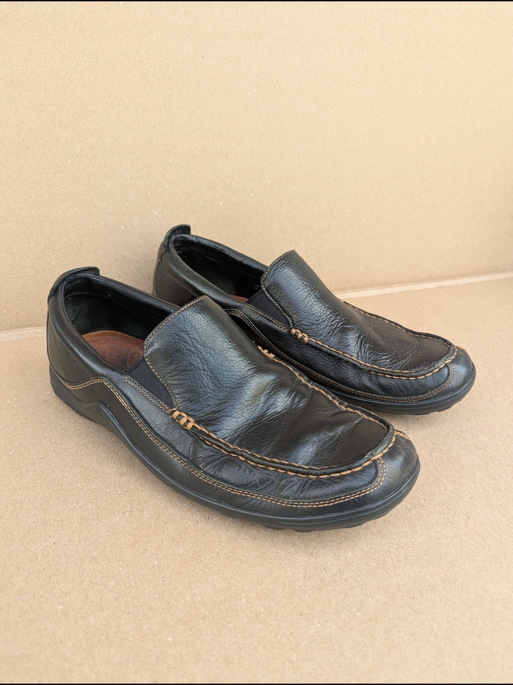 Cole Haan Tucker Venetian Black Leather Slip On Loafer Driving Shoes Men's 10M
